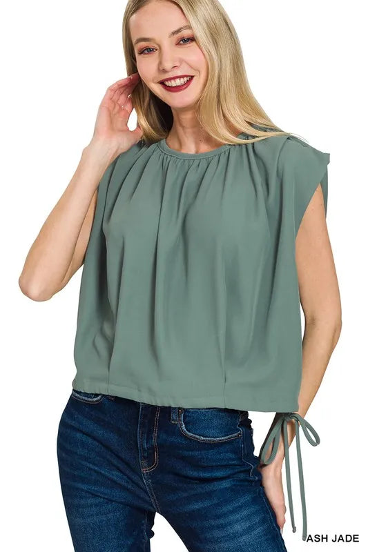 Amara Cami Top detail view styled for Avrienne
