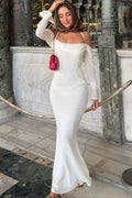 Mesh Double-Layer One-Shoulder Backless Mermaid Long Sleeve Maxi Dress image 3