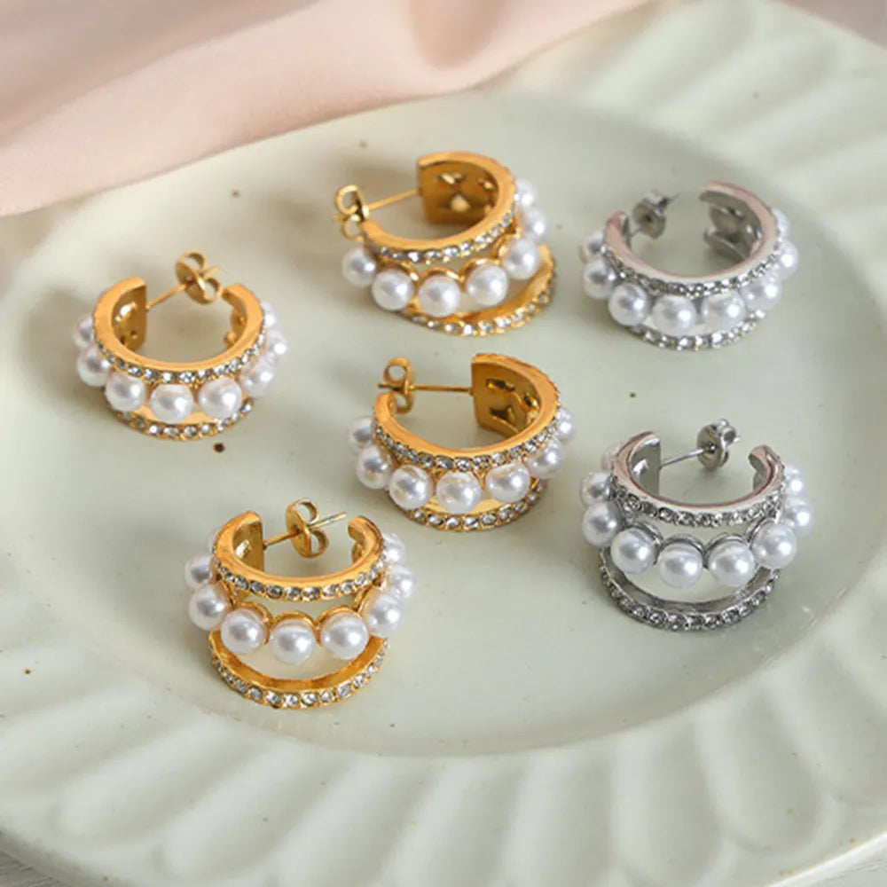 Corinne C-Hoop Earrings detail view styled for Avrienne