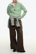 Retro Crew-Neck Green Knit Cardigan image 4