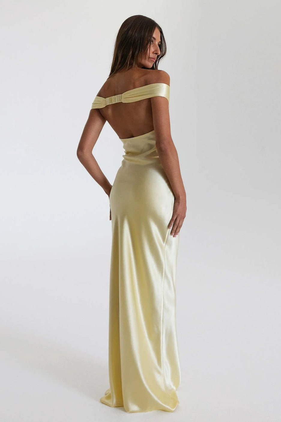 Vintage Satin Mermaid Off Shoulder Maxi Dress image 2