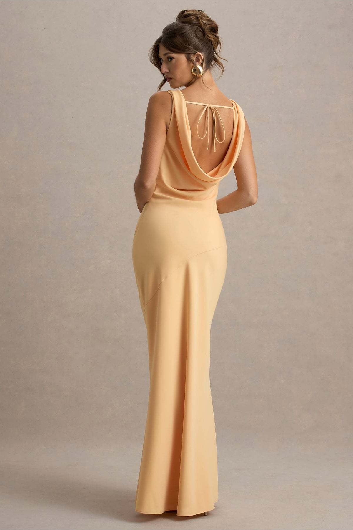 Satin Bodycon Backless Fish Maxi Dress image 15