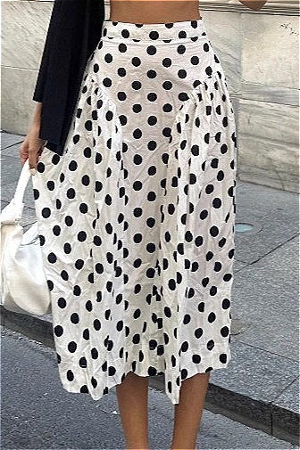Polka Dot High Waist A-Line Skirt image 4