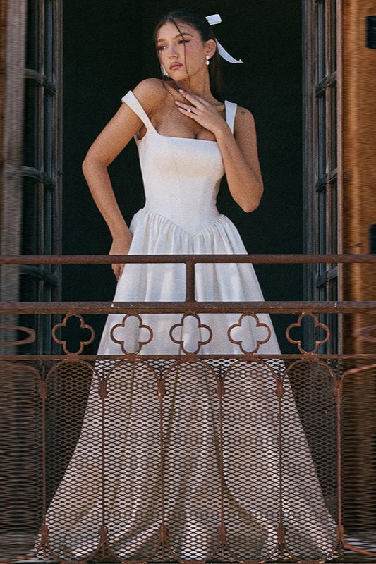 Elegant Solid A Line Long Prom Dress image 3