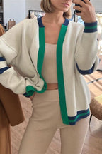 Simple Color Block Striped Relaxed Knit Cardigan image 6