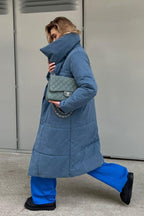 Long Stand Collar Relaxed Quilted Puffer Jacket image 20