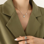 Arielle Pearl Necklace detail view styled for Avrienne