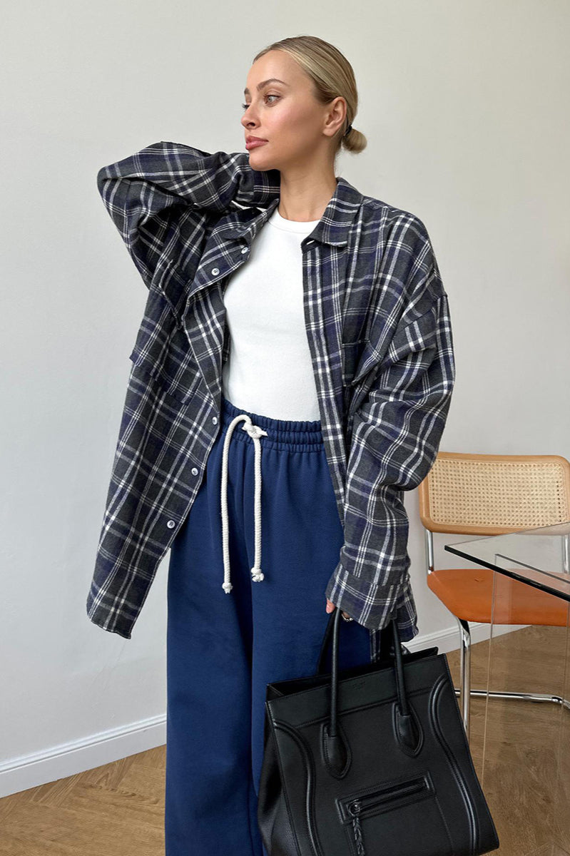 Plaid Striped Mid-Length Blouse image 6