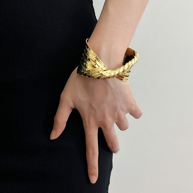 Metal Cross Wrap Irregular Open Bracelet image 4