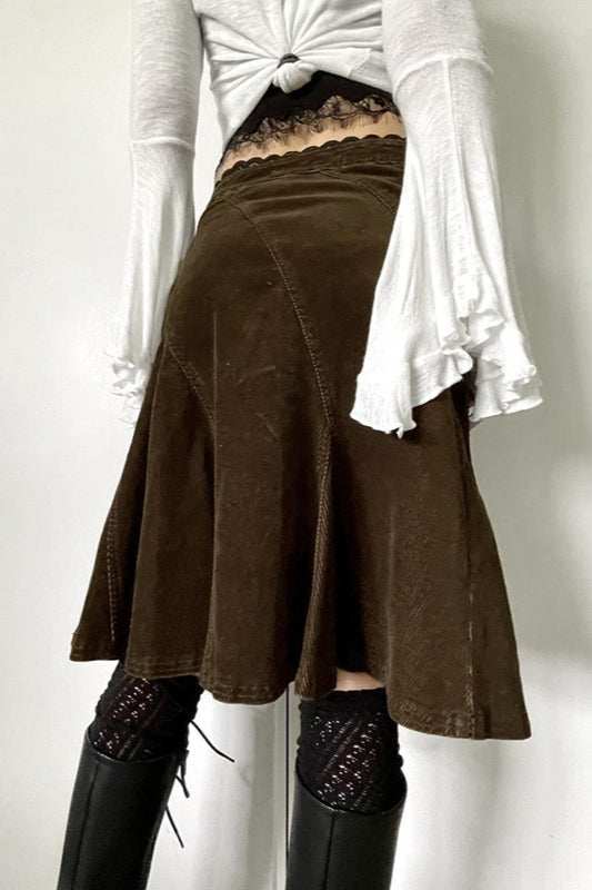 Vintage Lace Trim Colorblock A-Line Skirt image 3
