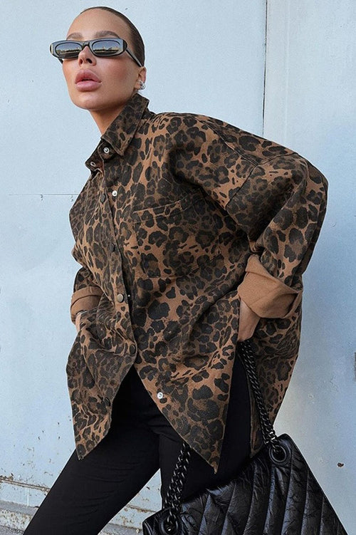 Autumn Vintage Leopard Print Casual Blouse image 1