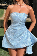Strapless Jacquard Mini Party Dress image 7