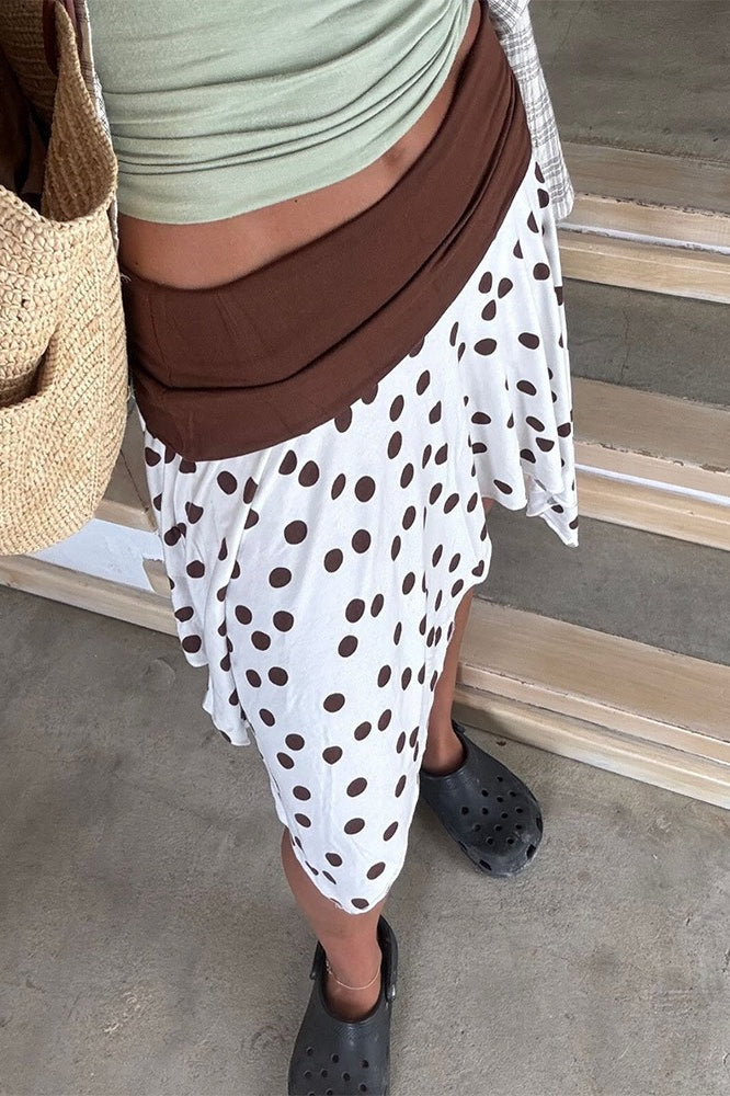 Asymmetrical Polka Dot Slim Skirt image 2