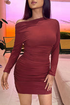 Asymmetrical Ruched Off-Shoulder Bodycon Party Dress image 4