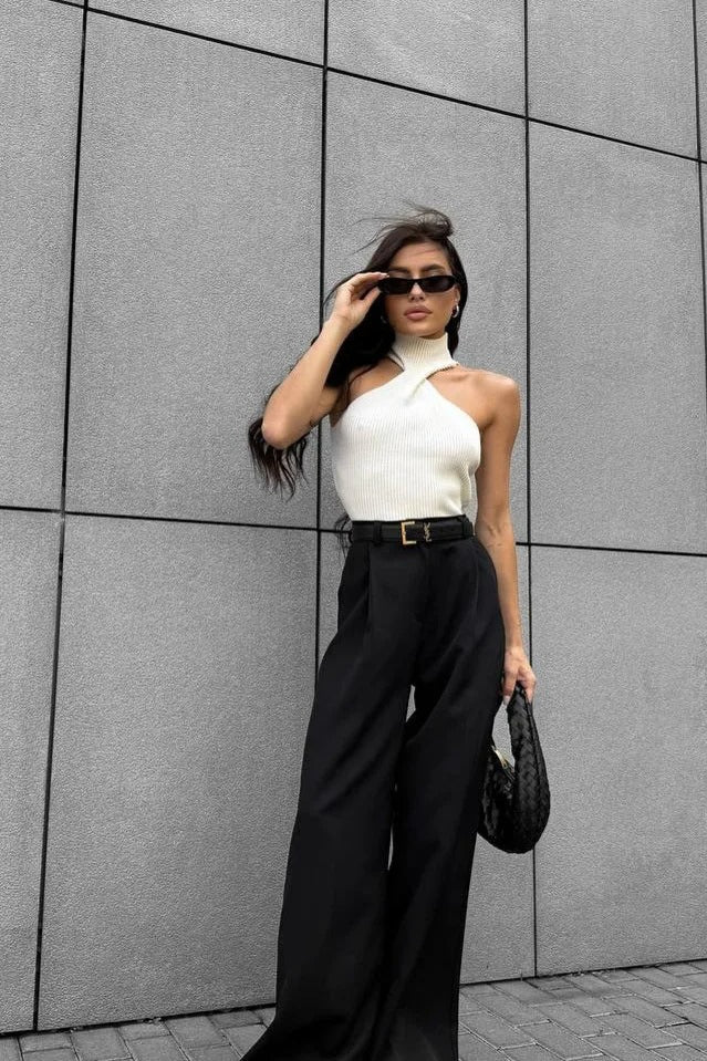 Wide Leg Buttoned Pleated Work Pant image 2