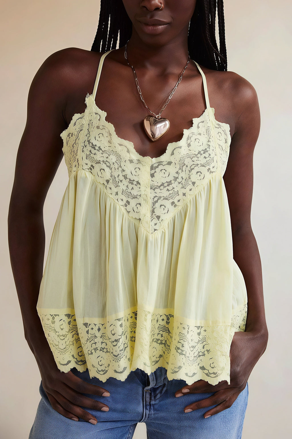 Lace Trim Ruffle Strap Cami Top image 1