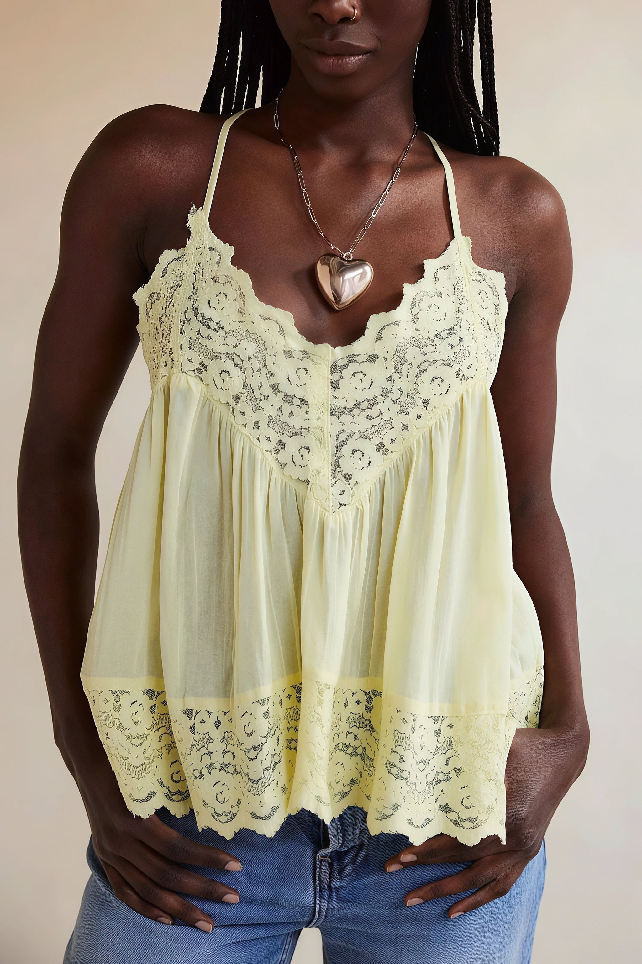 Lace Trim Ruffle Strap Cami Top image 1