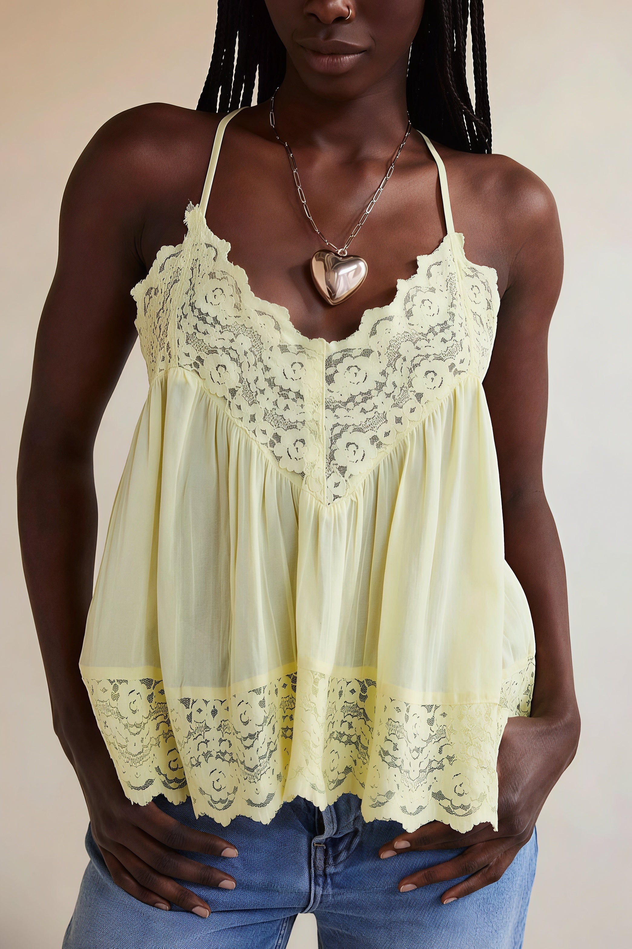 Lace Trim Ruffle Strap Cami Top image 1