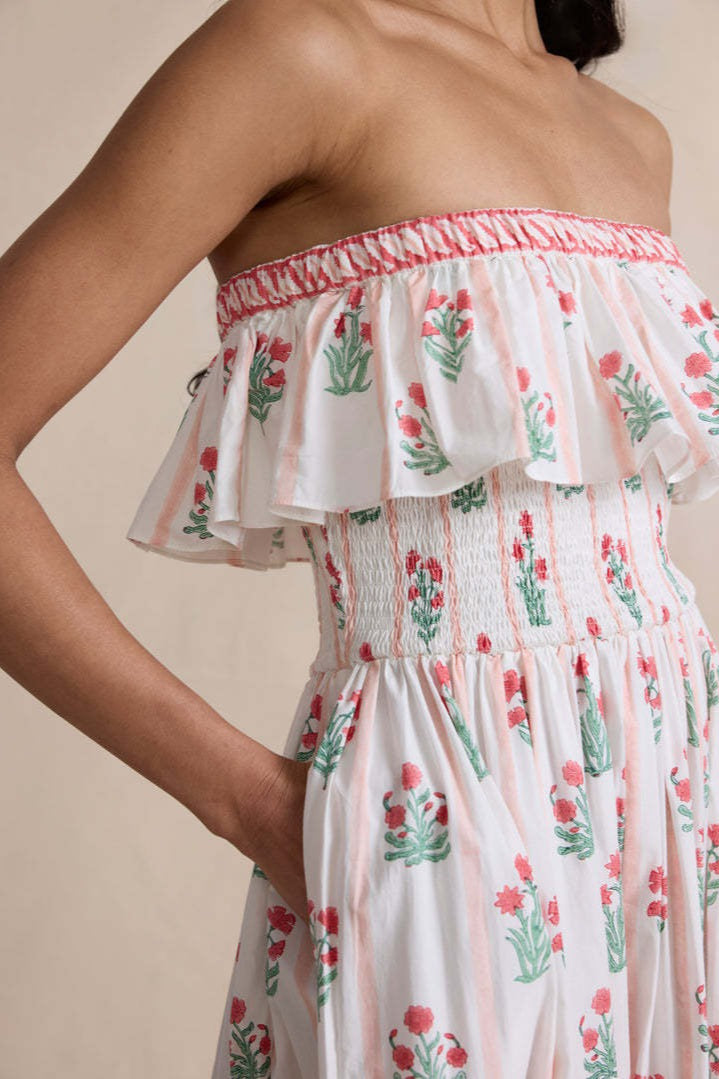 Floral Print Ruffled Trim Boho Dress image 4