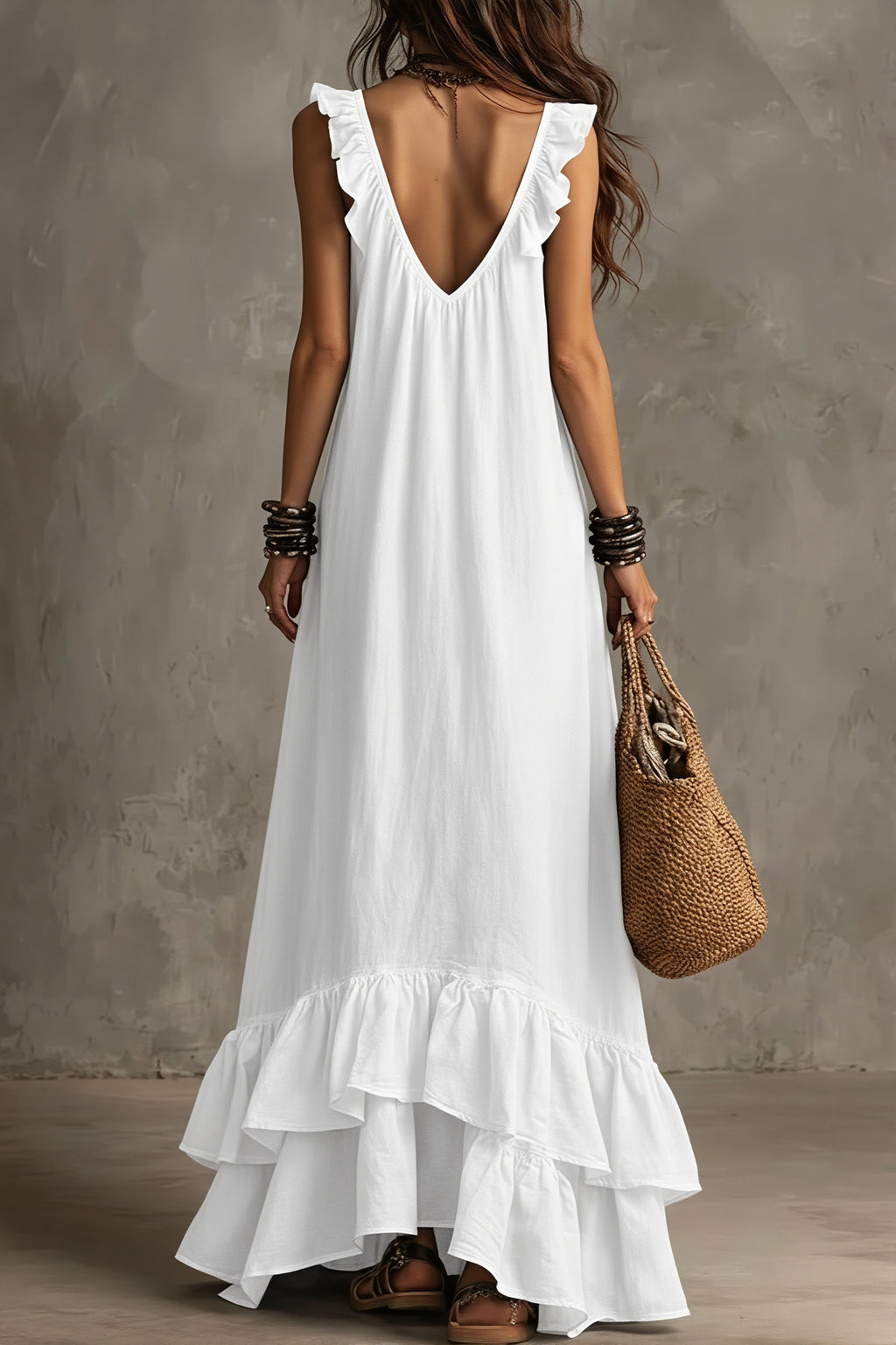 Ruffle Sleeveless Casual Long Boho Dress image 2