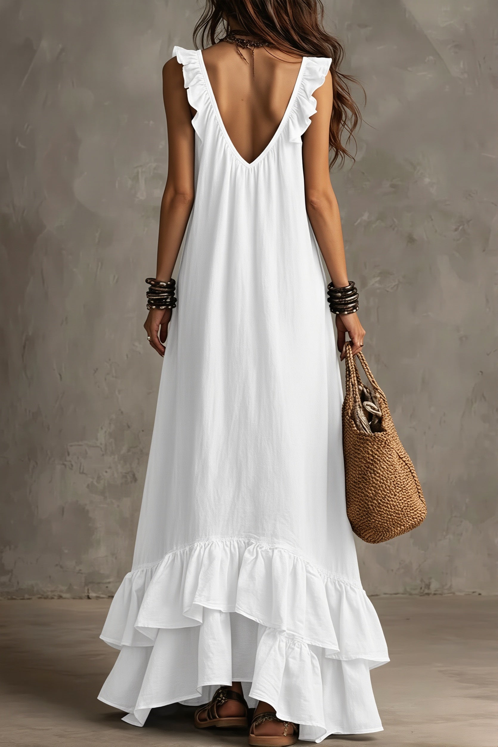 Ruffle Sleeveless Casual Long Boho Dress image 2