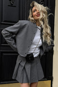 Elegant Preppy Blazer Mini Skirt Two Piece Set image 1