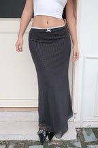 Lace Trim Polka Dot Bodycon Skirt image 4