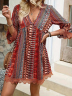 Adeline Lace V-Neck Dress detail view styled for Avrienne