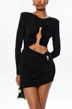 Solid Long Sleeve Cutout Mini Dress image 5