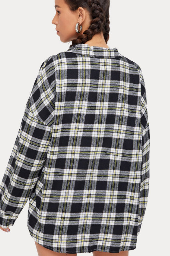 Plaid Stand Collar Button Shirt  Blouse image 30