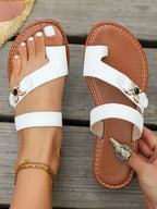 Giselle Toe-Loop Sandals detail view styled for Avrienne