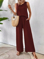Camille Wide Leg Set detail view styled for Avrienne