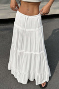 White Casual Tiered Midi Skirt image 1