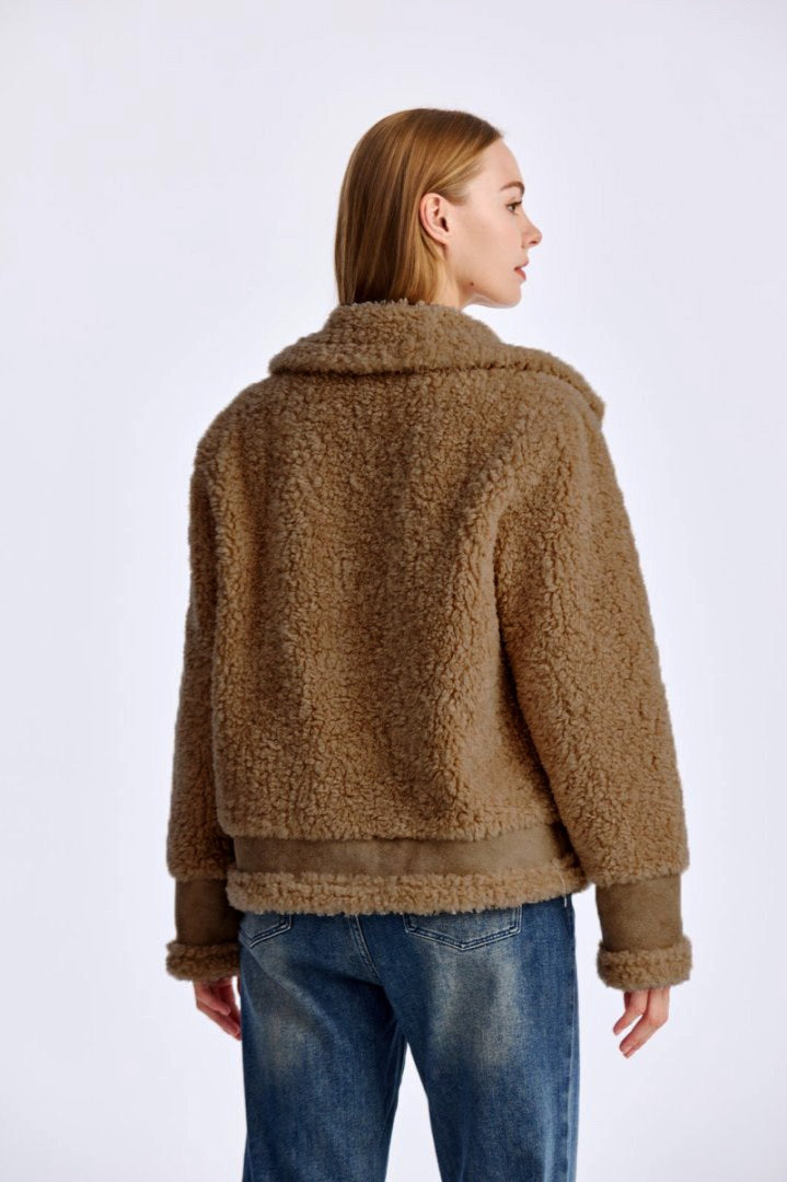 Shearling Lapel Collar Jacket image 5