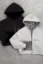 Reversible Vintage Leopard Zipper Hoodie image 4