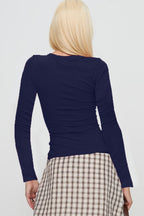 Buttoned Fitted Crew Neck Knit Sweater image 11