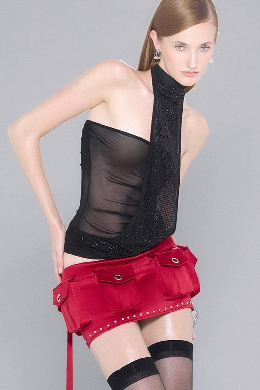 Rhinestone Sequin Scarf Sheer Tank Top image 6