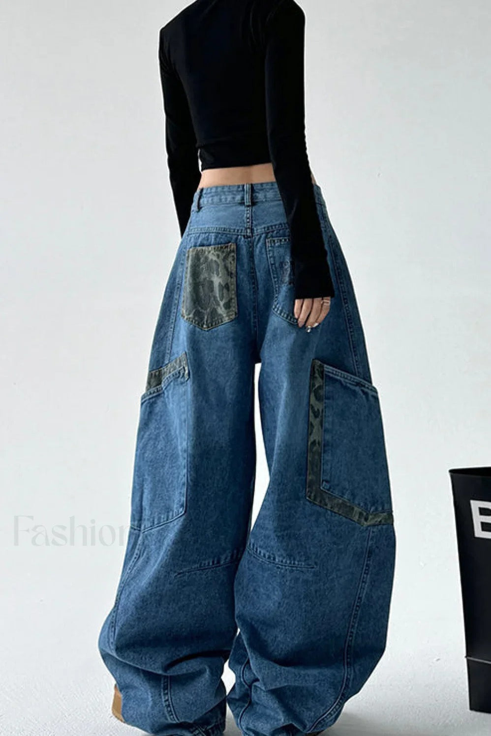 Leopard Spliced Vintage Wide Leg Jeans image 8