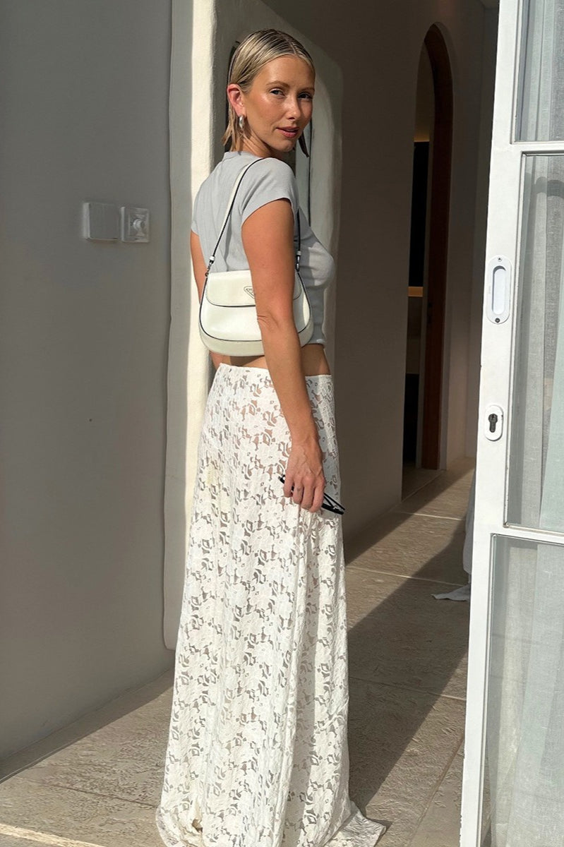 Vintage Lace Jacquard Sheer Low Waist Maxi Skirt image 3