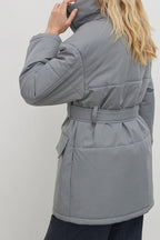 Longline Cotton Tie Waist Puffer Jacket image 5