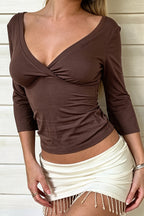 Y2K Elegant Cropped Midi Sleeve Blouse image 6