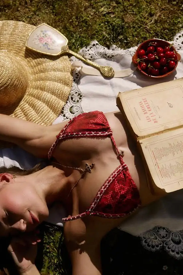 Red Strappy Bikini Set image 4