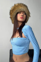 Faux Fur Thickened Y2K Dome Shaped Hat image 7
