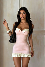 Sexy Halter Neck Color Block Slim Fit Bodycon Mini Dress image 1