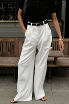 Chic White High Waist Loose Pants image 2