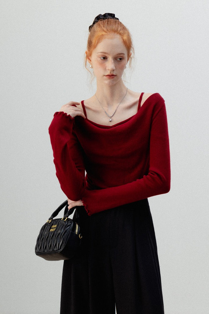 Burgundy Mock Two Piece Knit Top image 10