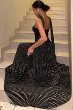 Strapless Cutout Back Ribbon Dot Print Cami Maxi Dress image 3
