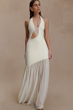 Asymmetrical Cutout Shirred Backless Fitted Maxi Dress image 2