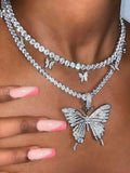 Rhinestone Butterfly Halter Trendy Asymmetric Crop Cami Top image 1