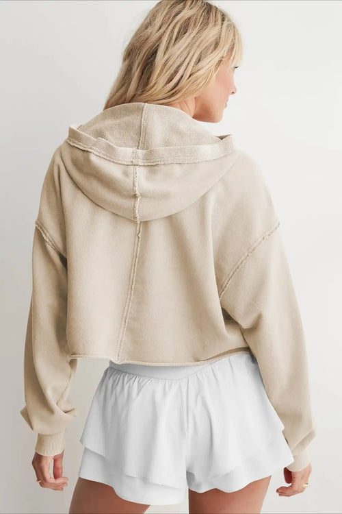 Chic Relaxed Solid V-Neck Hoodie image 2
